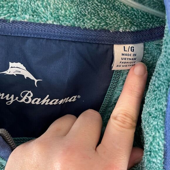 Tommy Bahama Cascade Cozy Half Zip Fleece Sweatshirt Neptune Green Size Large - Picture 2 of 7